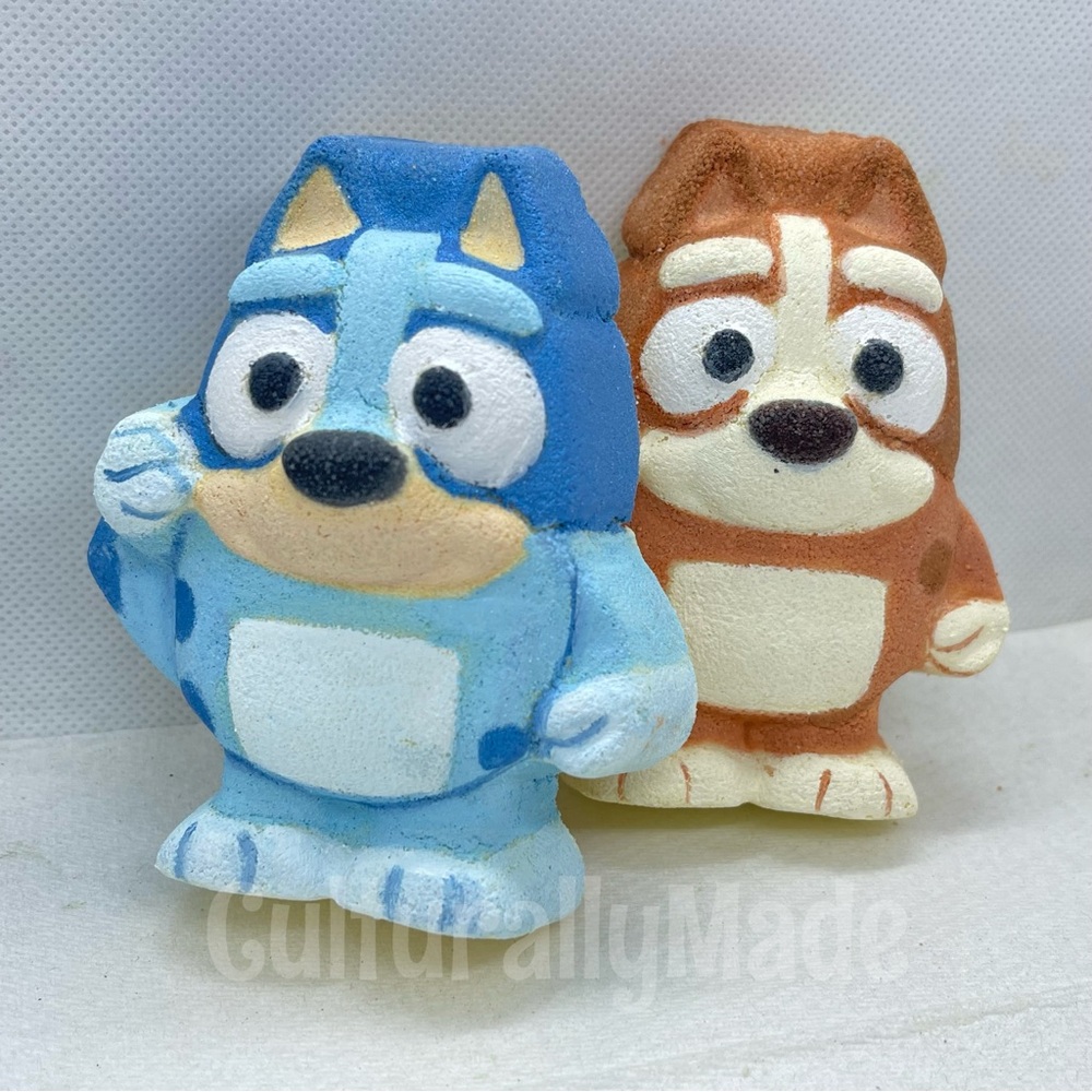 Handmade Blue and Brown Puppies-2 piece bath bomb set